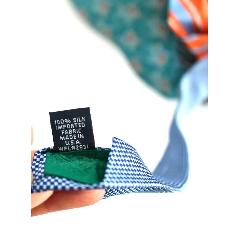 Tommy Hilfiger Silk Ties Lot Of 2 Classic Orange Stripe Black Geo Career Preppy